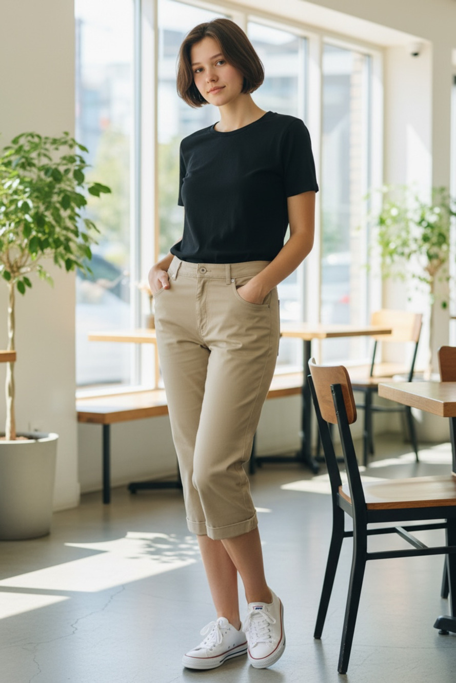 NWT St. John's Bay Women's Beige Mid-Rise Easy Fit Capri Pants Size 16